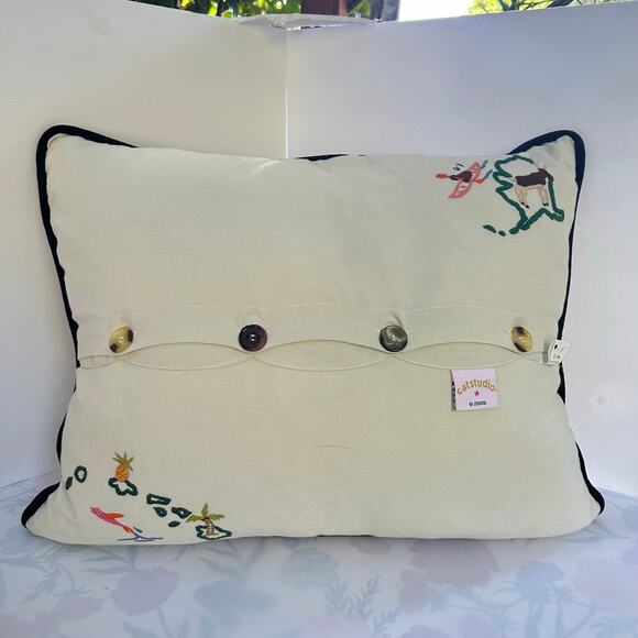 Catstudio AMERICA Embroidered Pillow 18x24 Handmade Colorful USA Decor - Picture 6 of 10